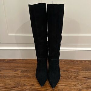 Dolce Vita Nathen Black Suede Pointed Toe Knee-High Boots Shoes, worn twice